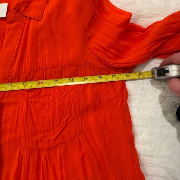 Maeve anthropologie red orange collared flowy button down top - Picture 4 of 7